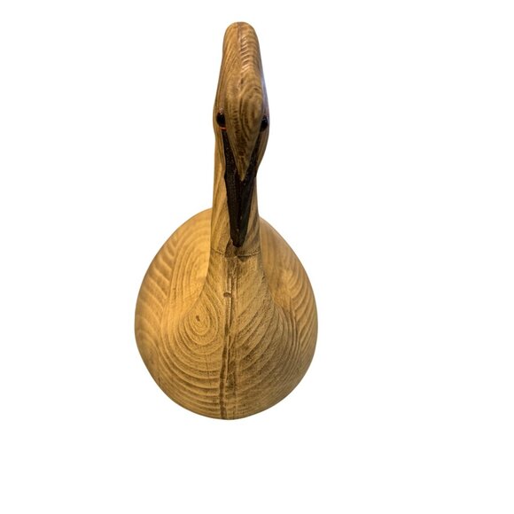 Vintage Hand-Carved Wooden Swan Figurine 7" Tall Rustic Home Décor Collectible N - Picture 3 of 7